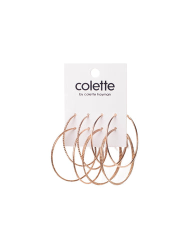 Gold Tone Large Hoop Earrings Pack