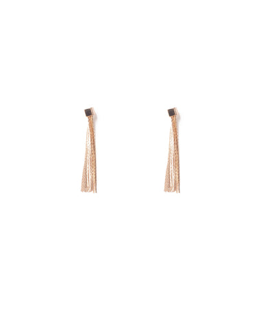 Black Gold Tone Chain Tassel Drop Earrings
