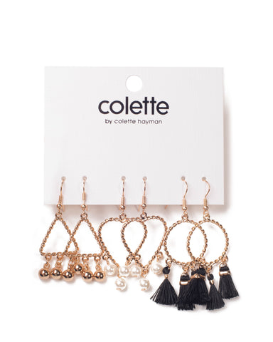 Black Gold Tone Twisted Metal Drop Earrings