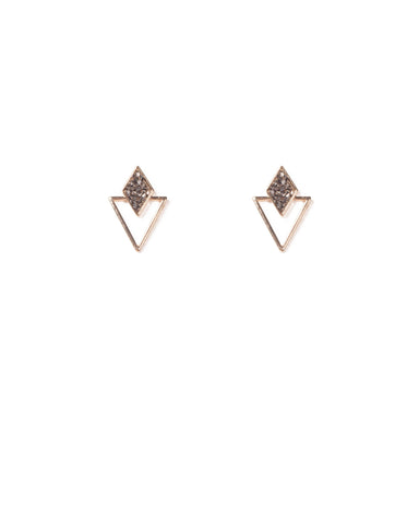 Black Gold Tone Diamond Crushed Crystal Earrings