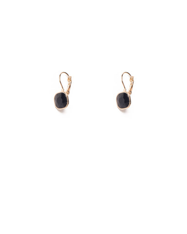 Black Gold Tone Cushion Cut Crystal Earrings