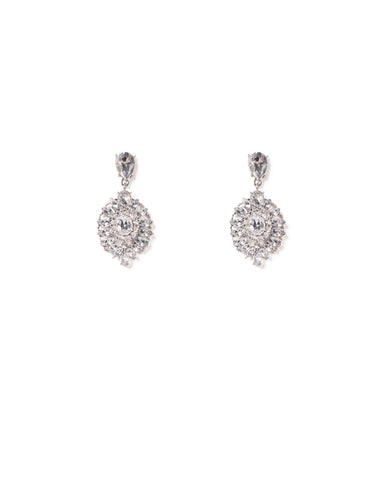 Crystal Silver Tone Large Crystal Encrusted Tear Earrings