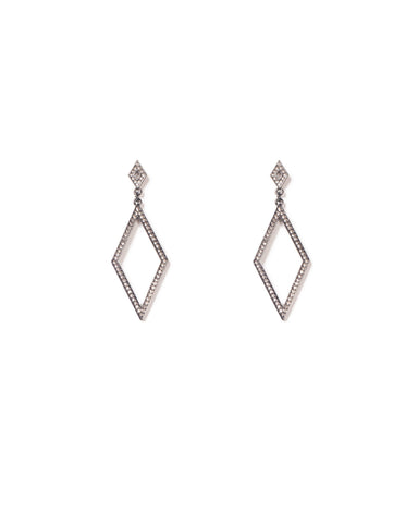 Crystal Gunmetal Tone Pave Diamond Drop Earrings
