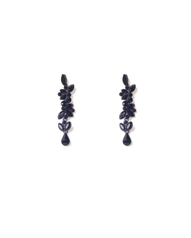 Black Gold Tone Crystal Cluster Drop Earrings