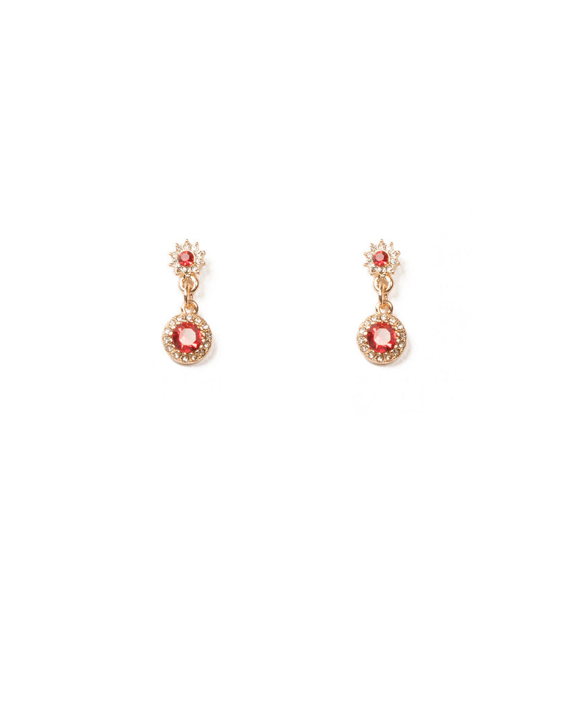 Red Gold Tone Mini Pave Stud Earrings