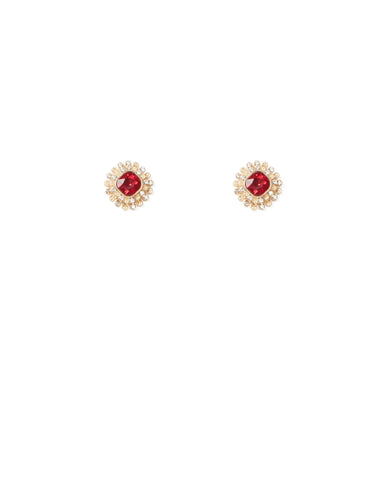 Red Gold Tone Large Crystal Stud Earrings
