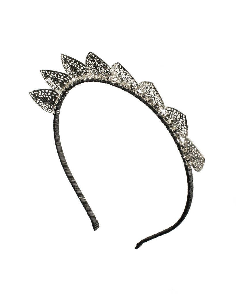 Silver Tone Filigree Leaf Headband