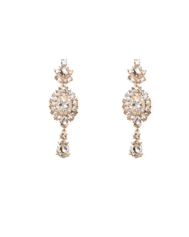 Crystal Gold Tone Crystal Encrusted Earrings