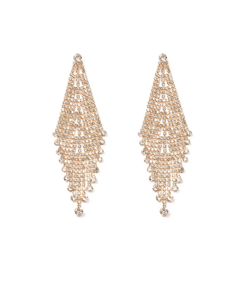 Crystal Gold Tone Crystal Drop Statement Earrings