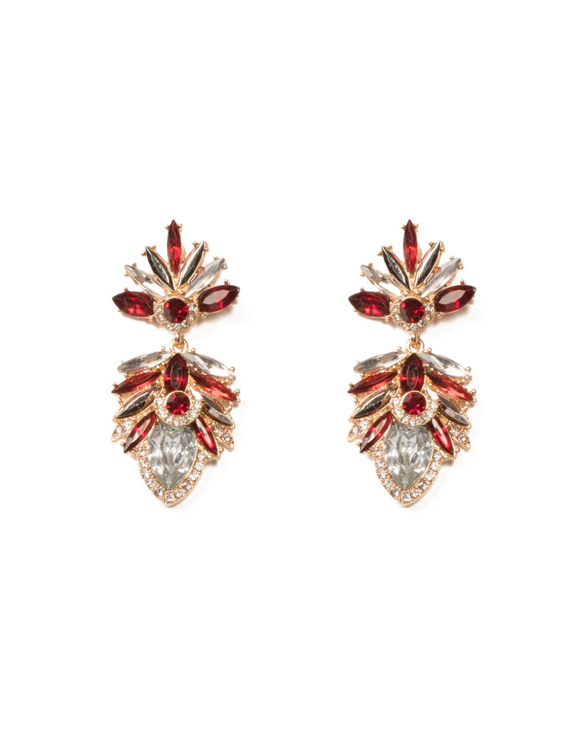 Multi Colour Gold Tone Crystal Drop Earrings
