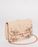 Natural Talia Flower Saddle Crossbody Bag
