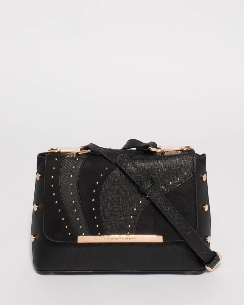 Black Charlee Panelled Flap Crossbody Bag
