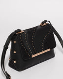 Black Charlee Panelled Flap Crossbody Bag