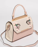 Pink Ivory Renee Bird Top Handle Tote Bag