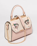 Pink Ivory Renee Bird Top Handle Tote Bag