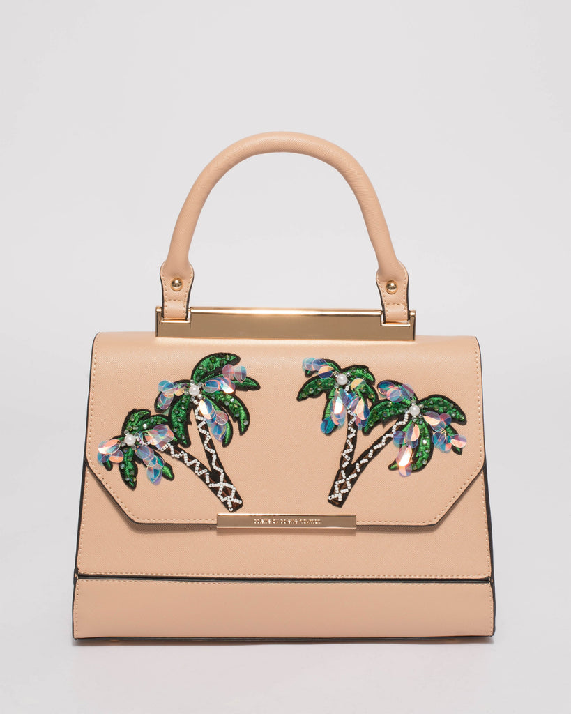 Natural Renee Palm Top Handle Tote Bag