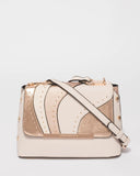 Rose Gold And Ivory Charlee Panelled Flap Crossbody Bag