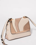 Rose Gold And Ivory Charlee Panelled Flap Crossbody Bag