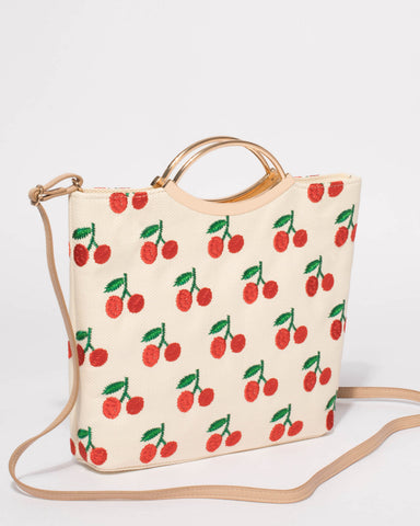 Natural Jessie Cherry Clutch Bag