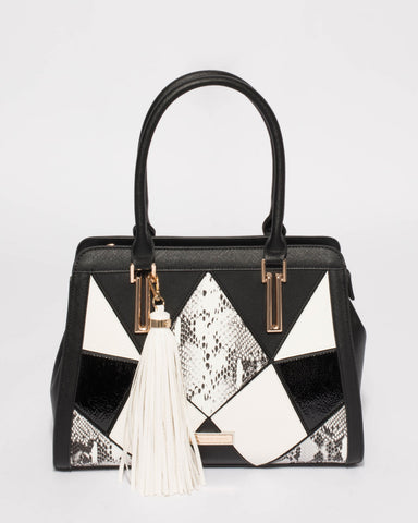 Monochrome Sage Medium Panel Tote Bag