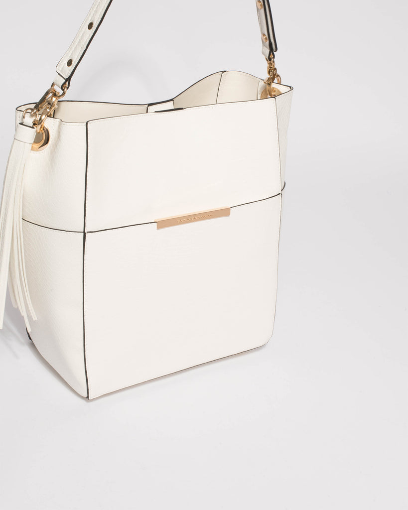 White Jane Tassel Tote Bag