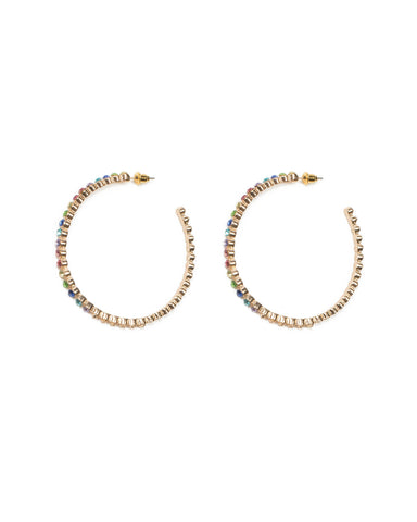 Multi Colour Gold Tone Diamante Hoop Earrings