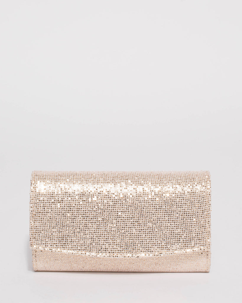Gold Lizzie Glitter Eve Clutch Bag