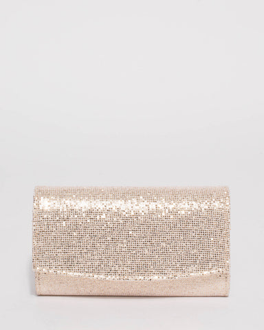 Gold Lizzie Glitter Eve Clutch Bag
