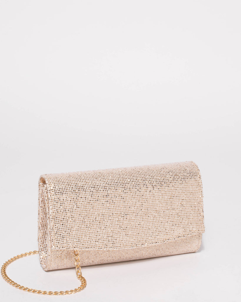 Gold Lizzie Glitter Eve Clutch Bag