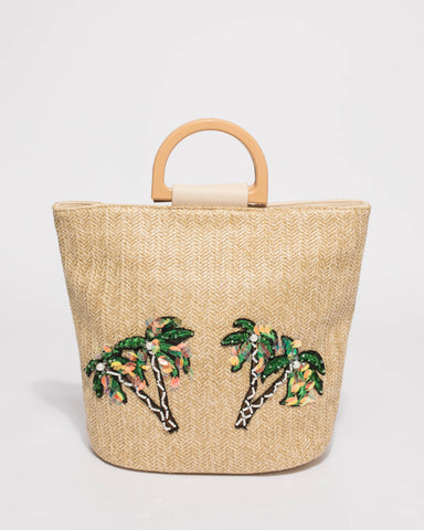 Natural Ashley Palm Tote Bag