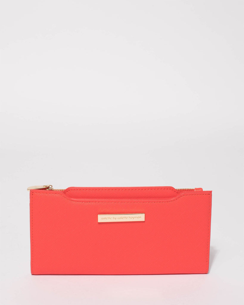 Coral Removable Card Section Wallet