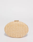 Natural Oval Hardcase Clutch Bag