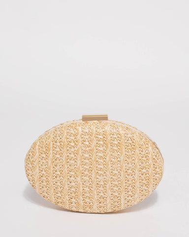 Natural Oval Hardcase Clutch Bag