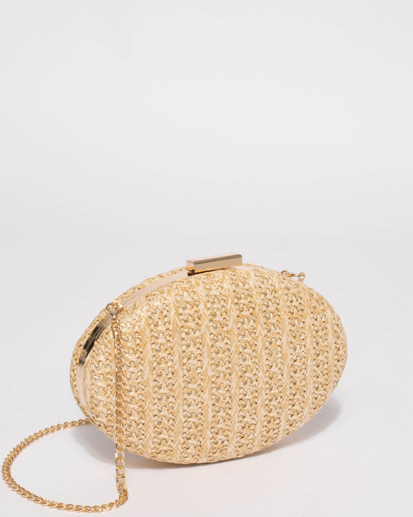 Natural Oval Hardcase Clutch Bag