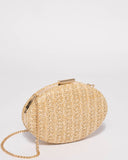 Natural Oval Hardcase Clutch Bag