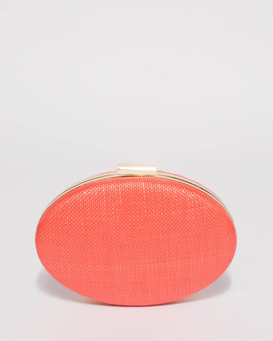 Coral Oval Hardcase Clutch Bag
