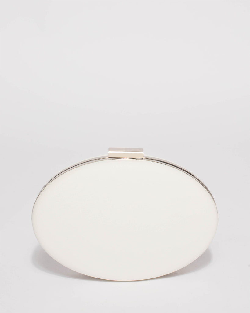 White Oval Hardcase Clutch Bag