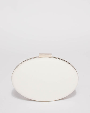 White Oval Hardcase Clutch Bag