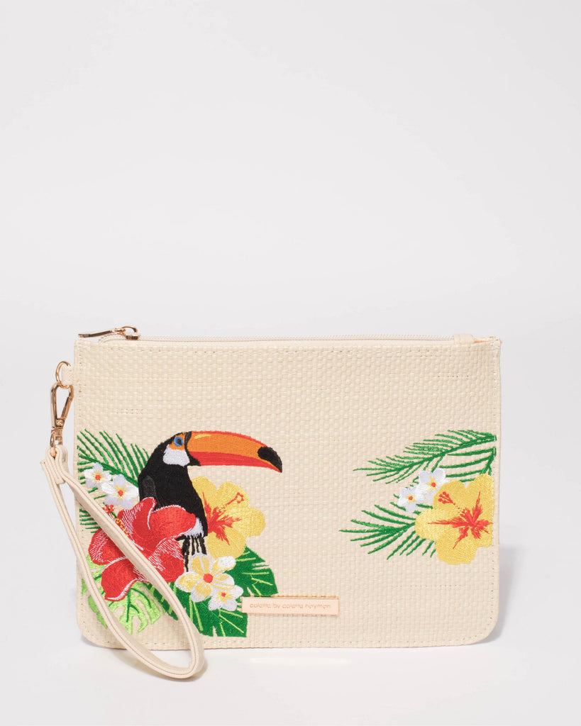 Natural Toucan Wristlet Purse