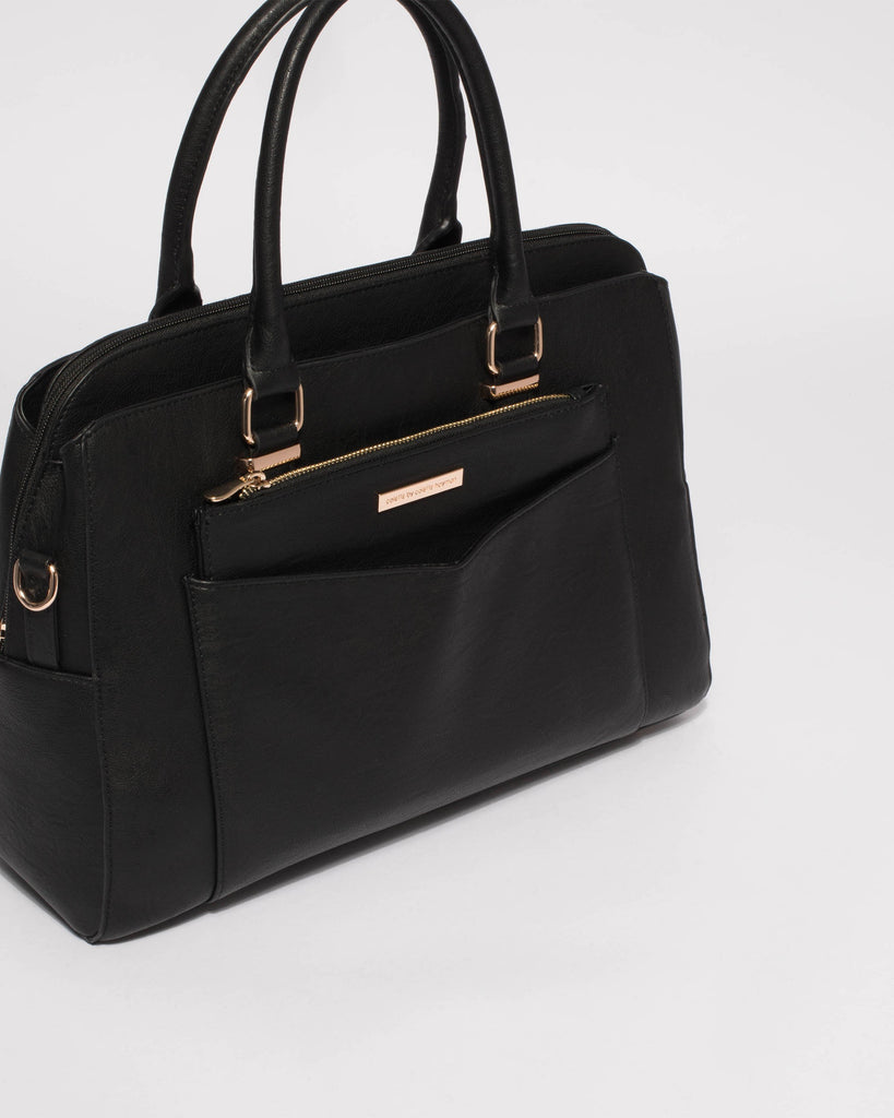 Black Taylor Pocket Tote Bag