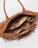 Tan Textured Double Pocket Baby Travel Bag With Gold Hardware
