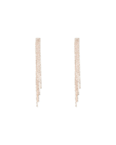 Crystal Rose Gold Tone Diamante Chain Tassel Earrings