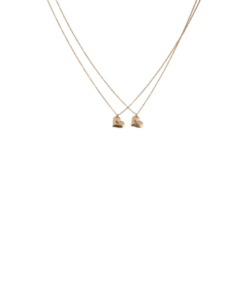 Gold Tone Heart Pendant Necklace Set