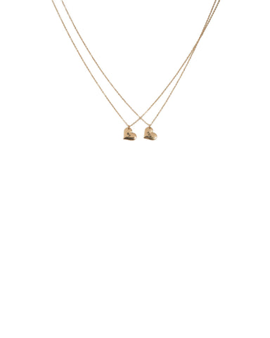 Gold Tone Heart Pendant Necklace Set