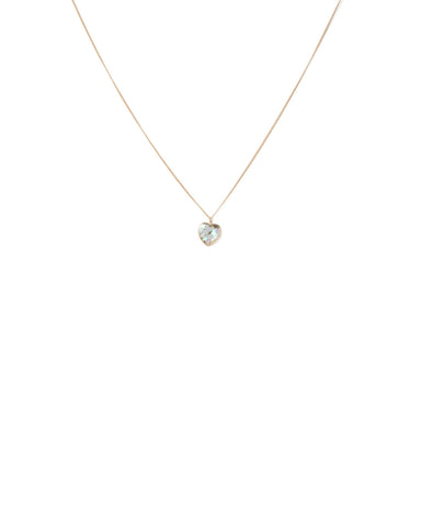 Blue Gold Tone Heart Confetti Pendant Necklace