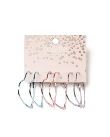 Multi Colour Love Heart Hoop Earrings Pack