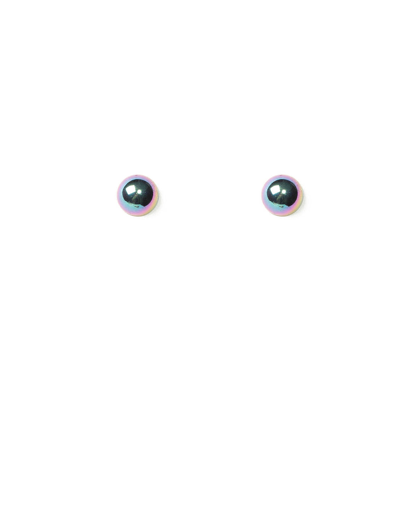 Hologram Gold Tone Round Button Stud Earrings