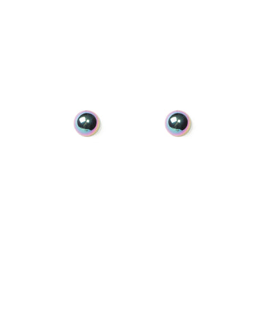Hologram Gold Tone Round Button Stud Earrings