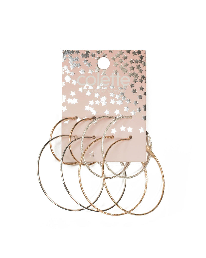 Mixed Tone Fine Metal Hoop Earring Pack