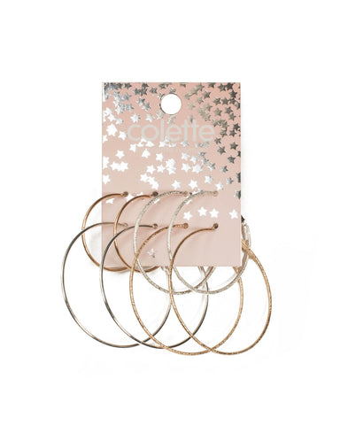 Mixed Tone Fine Metal Hoop Earring Pack